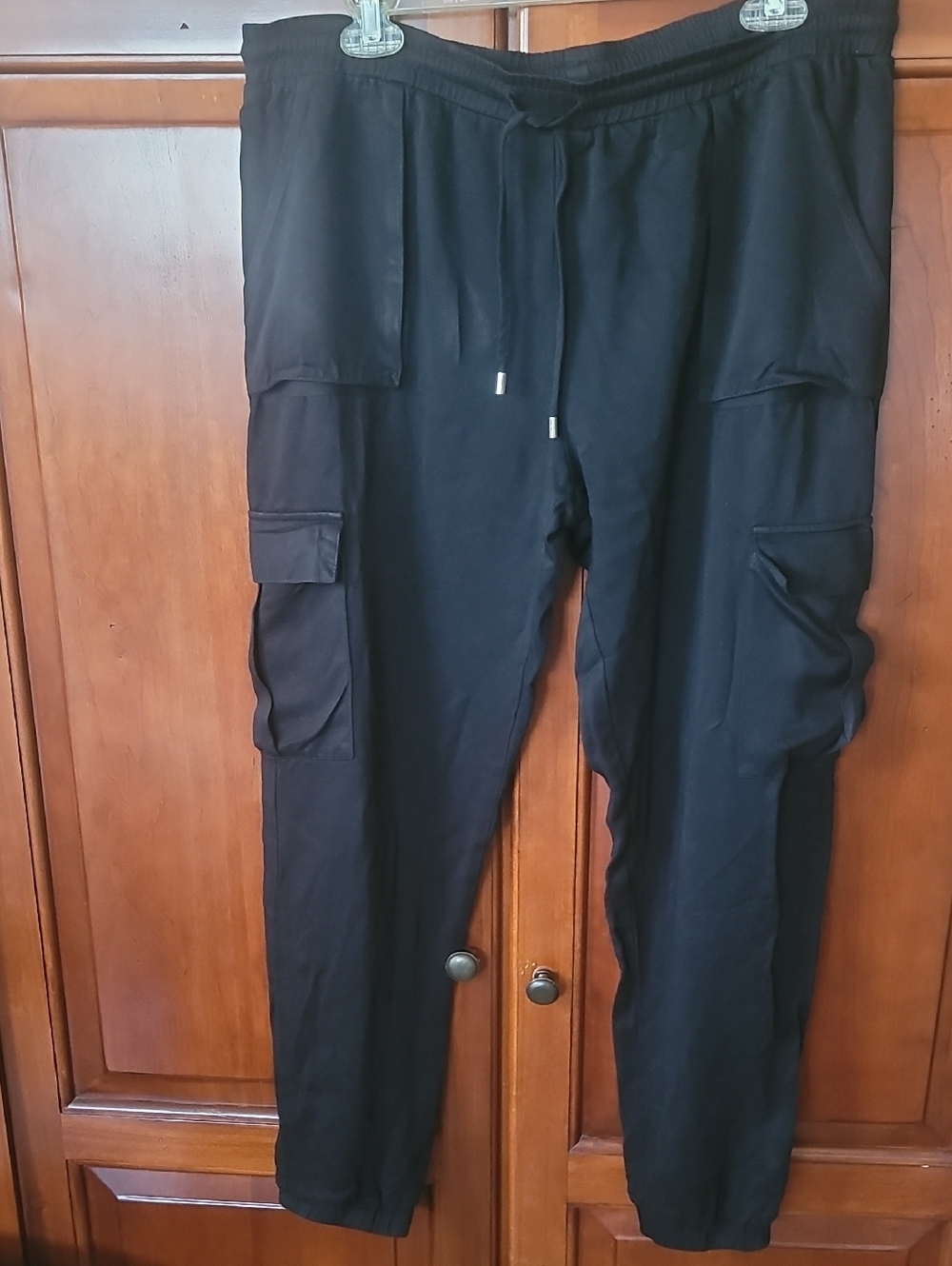 William B Cargo Pants Black Stretch Waist SZ M